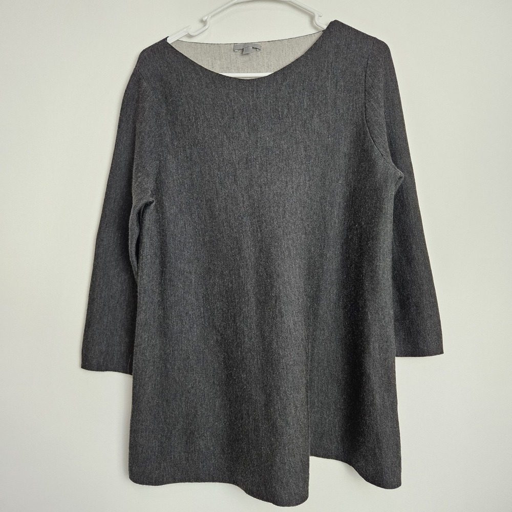 COS Women's Sweater Tunic Size M Wool Blend Stretch Thick Knit Gray Minimalist